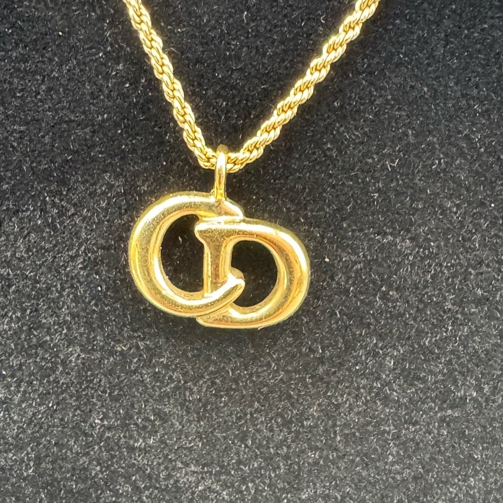 Vintage Christian Dior CD Logo Necklace – Gold-Tone Rope Chain – Made in Germany